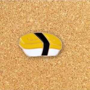 Sushi Lovers Enamel Pin, Yellow & White, Kawaii Sushi Brooch Pin, Pins